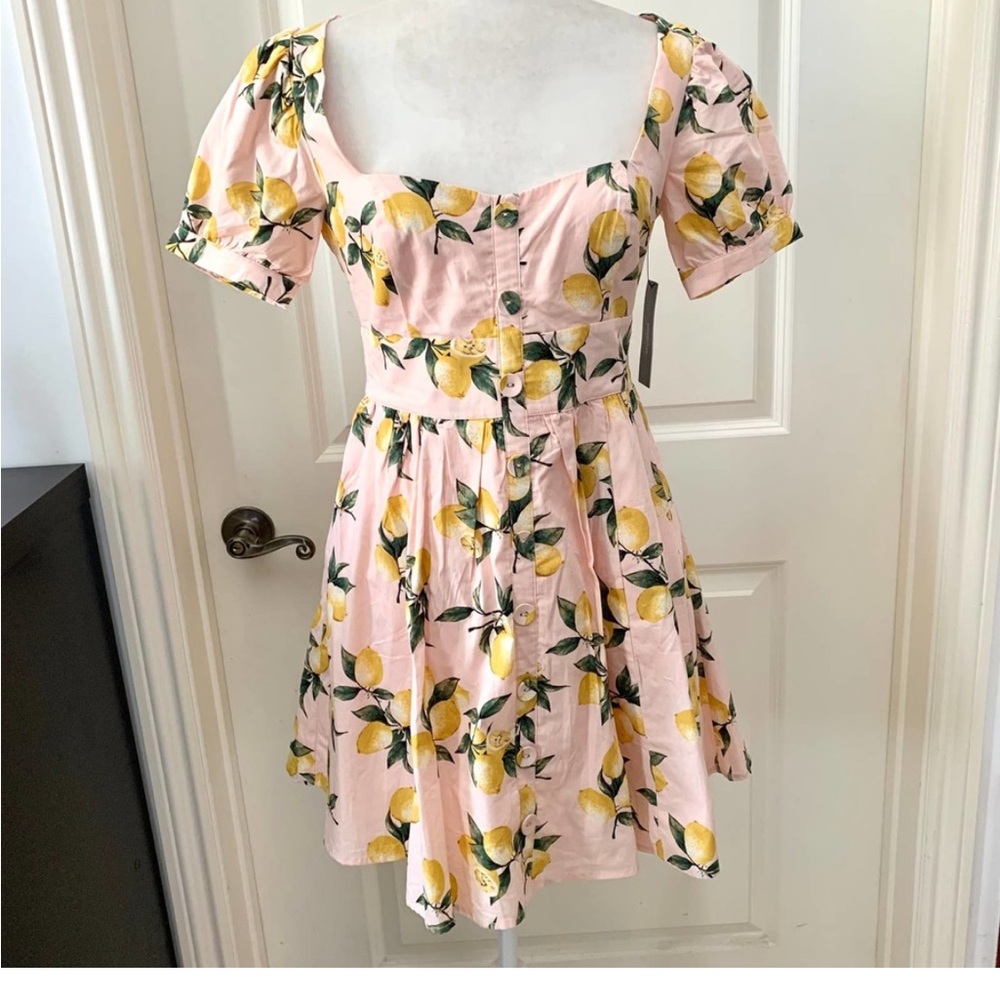 Squeeze the Day Light Pink Lemon
Print Puff Sleeve Skater Dress - Picture 2 of 5